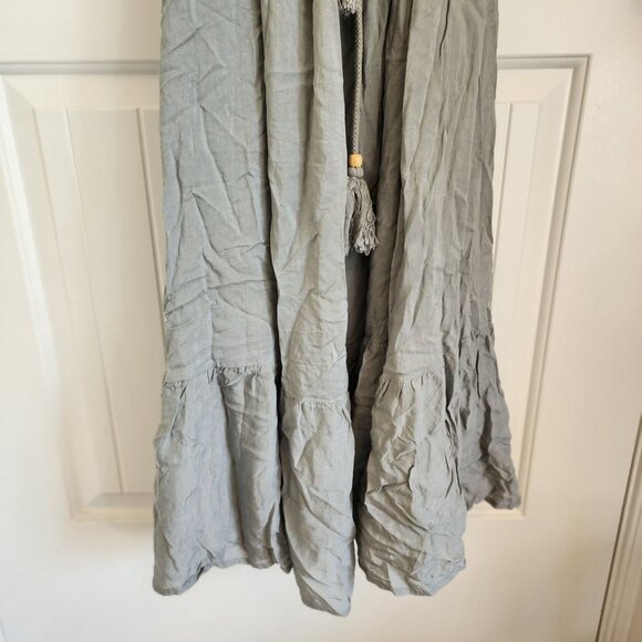 Pinkblush Sage Gray Maxi Dress With Ruffled Neckline & Elastic Waist - Picture 10 of 12